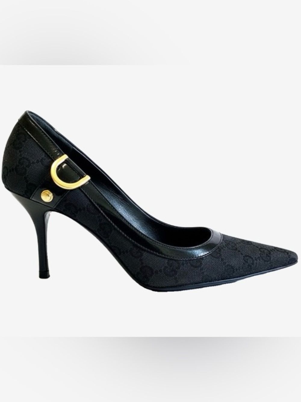 🛍️ Gucci Authentic Authentic Vintage Black GG Monogram Pumps W/Box & Dust Cover